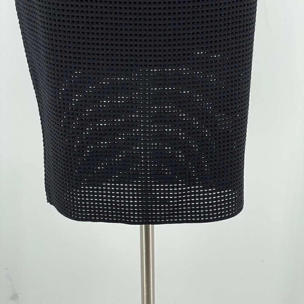 SALE NWOT Alberto Makali Laser Cut Perforated Black Knit Midi Pencil Skirt Large - Picture 2 of 6